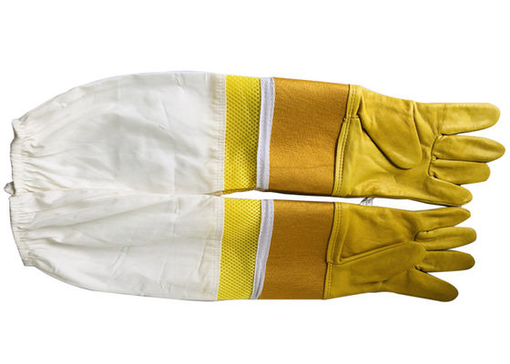 # 33 Keçi derisi sarı kalın kanvas bilek koruyucusu ve Beyaz kumaş kılıf ile Yarı Havalandırmalı