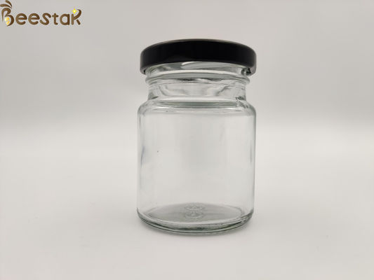 satın al 50ml 75ml Kuş Yuvası Şişe Yuvarlak Cam Bal Potu Cam Konteyner Siyah Kapaklı Şişeler Çevrimiçi üretim