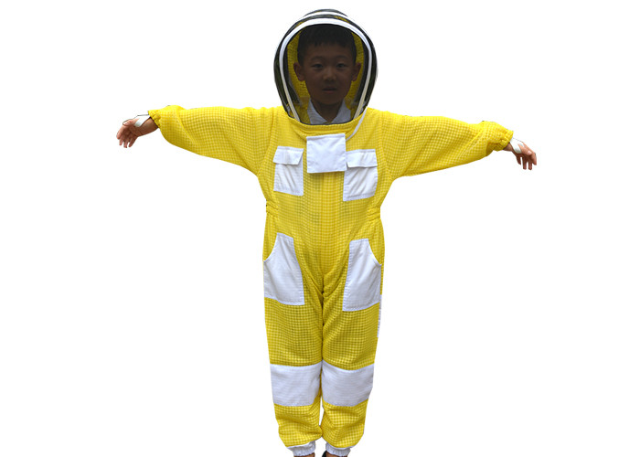 Çocuk Sarı Renk Üç Katmanlı Havalandırmalı Arıcılık Koruyucu Giysi